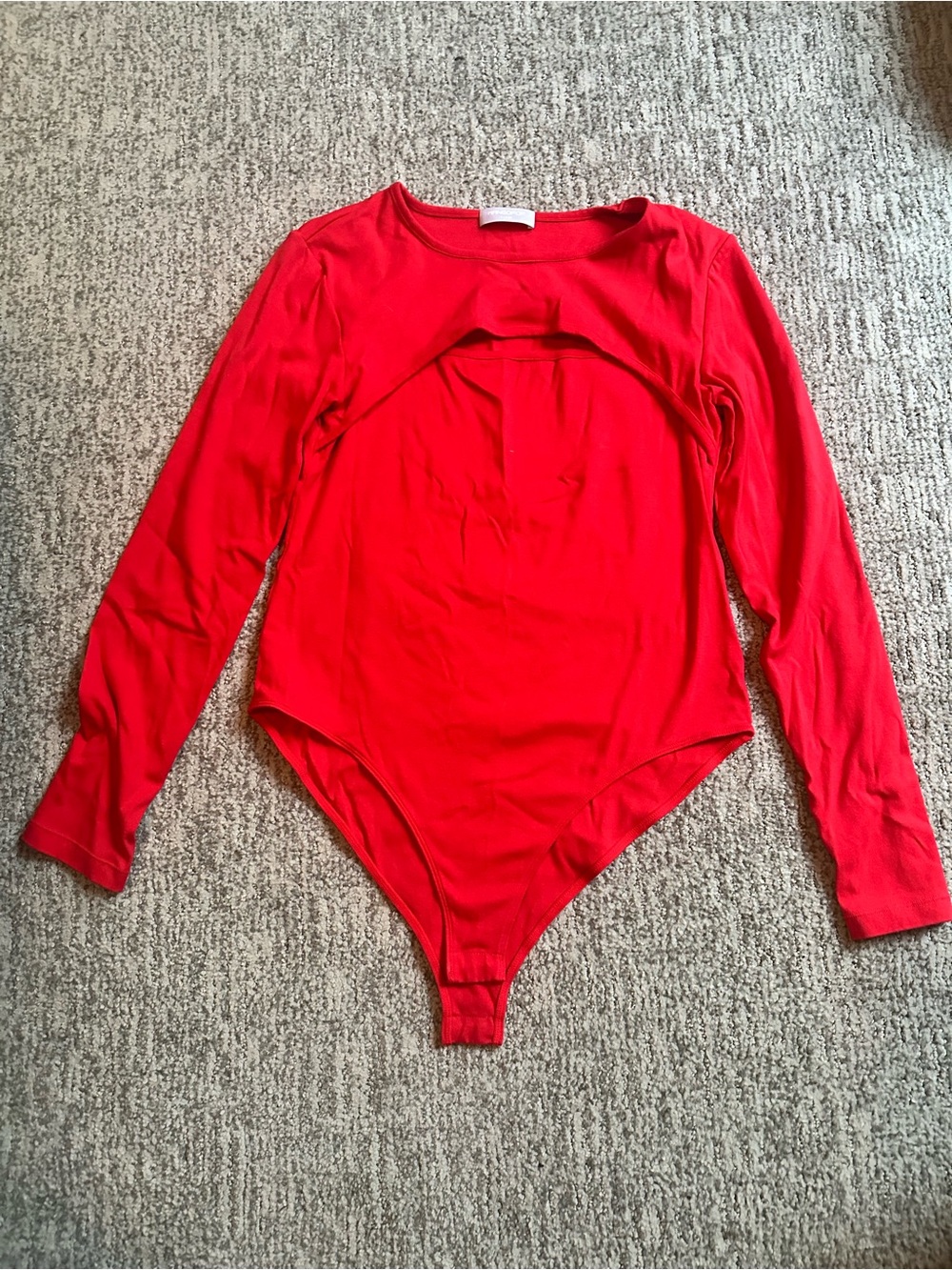 Mangopop Red Long-Sleeve One-Piece Bodysuit with keyhole